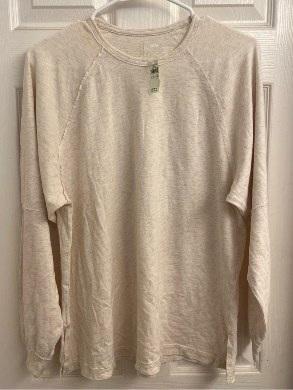 aerie Lightweight Crewneck Long Sleeve in Soft Beige - Picture 1 of 2